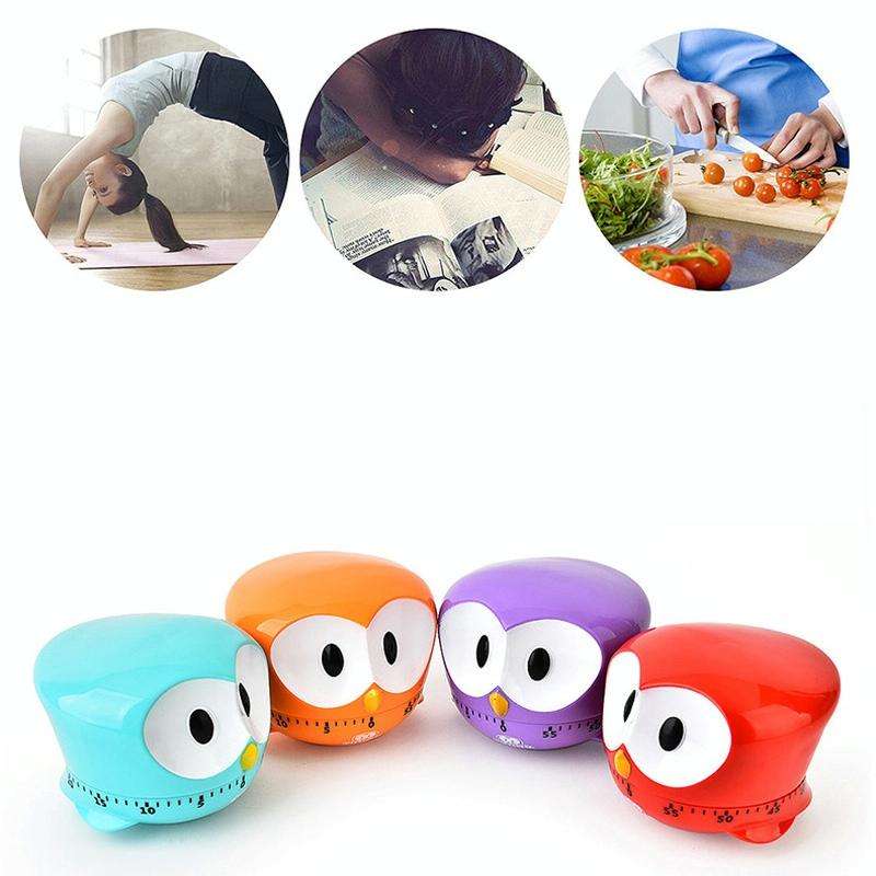 Cartoon Animal Owl Timer Kitchen Desktop Alarm Clock(Blue)