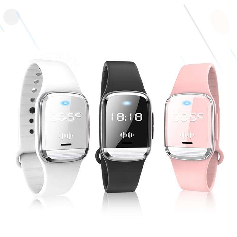 M20 Outdoor Ultrasonic Wave Mosquito Repellent Wristband with Clock & Body Temperature Test(Black)