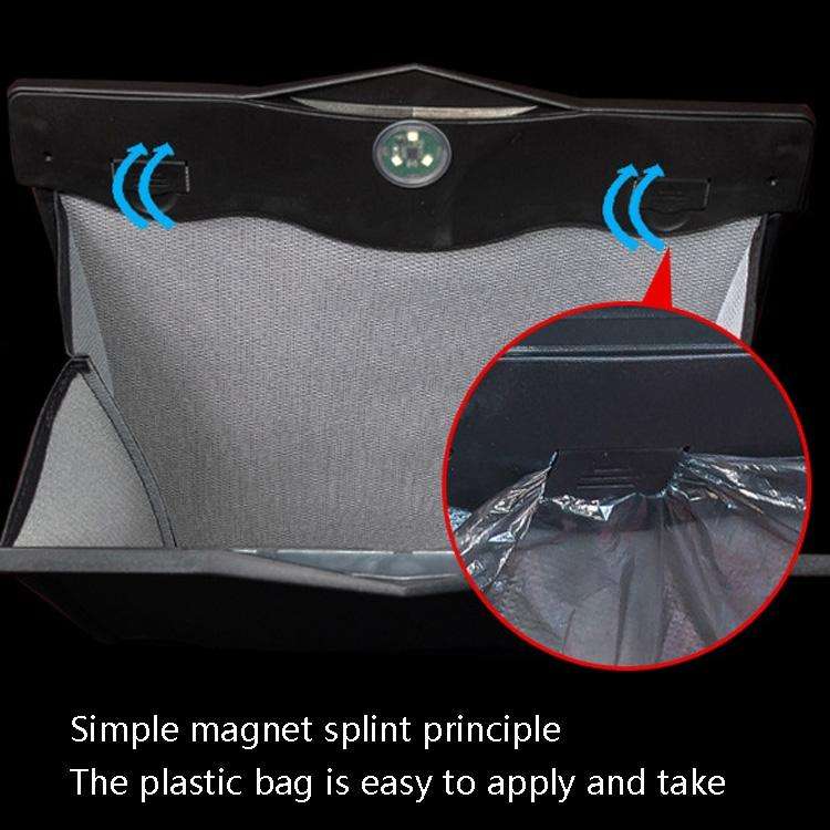 Car Trash Can Car Chair Back Hanging Storage Box Hidden Folding Storage Bag With LED Light(Black)