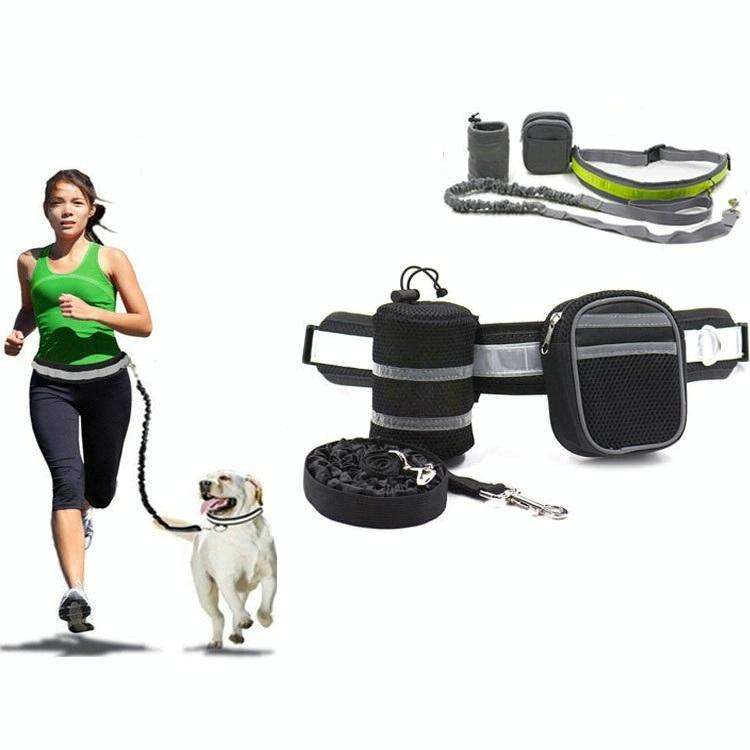 Dog Running Reflective Adjustable Belt Traction Rope with Small Bag, Specification:4-Piece Set(Red)