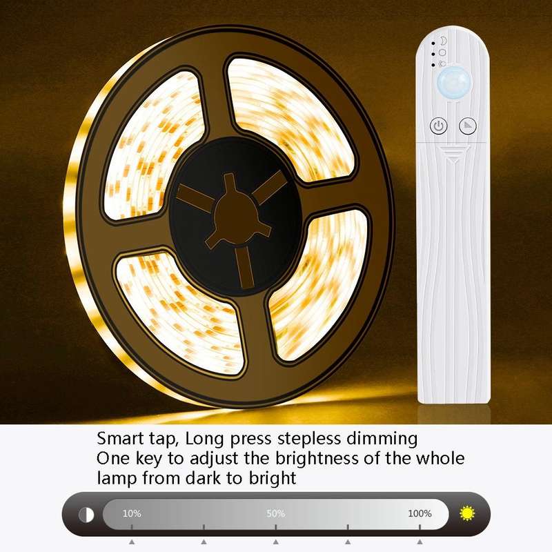 3m LED Battery Box Light Strip Intelligent Induction Dimming Soft Light Strip Drip Waterproof Cab...