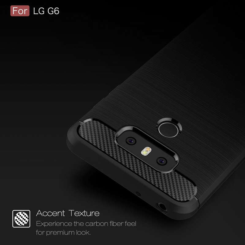 For LG G6 Brushed Carbon Fiber Texture Shockproof TPU Protective Cover Case (Blue)