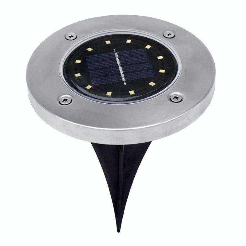 2 PCS 12 LEDs Solar Powered Buried Light Under Ground Lamp IP65 Waterproof Outdoor Garden Street ...