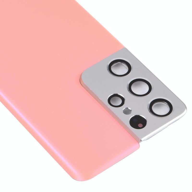 For Samsung Galaxy S21 Ultra 5G Battery Back Cover with Camera Lens Cover (Pink)