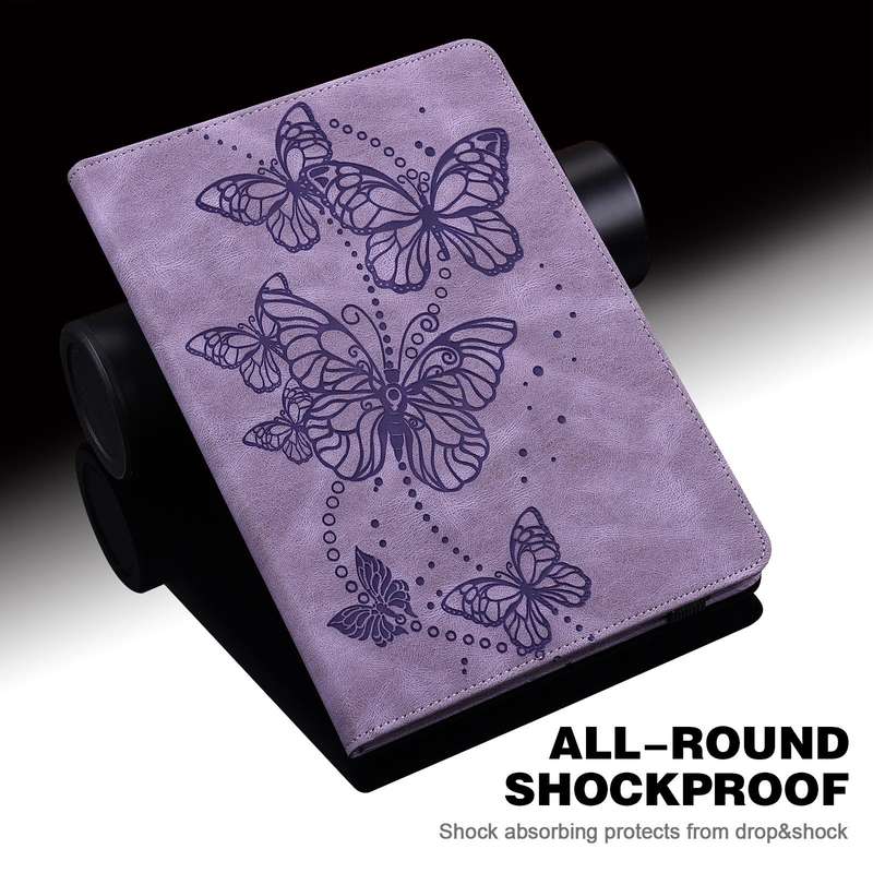 For Huawei MediaPad T5 10 inch Embossed Butterfly Pattern Horizontal Flip Leather Tablet Case(Pur...