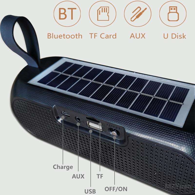 T&G TG182 Portable Column Wireless Stereo Music Box Solar Power waterproof USB AUX FM radio super...