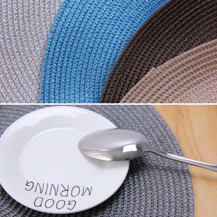 PP Environmentally Friendly Hand-woven Placemat Insulation Mat Decoration, Size:38cm(Black)