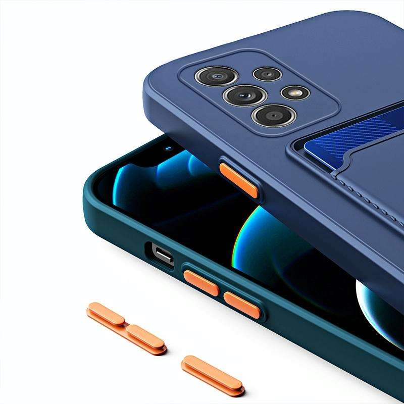 For Samsung Galaxy A23 4G / 5G Skin Feel Card TPU Contrast Color Button Phone Case(Dark Green)