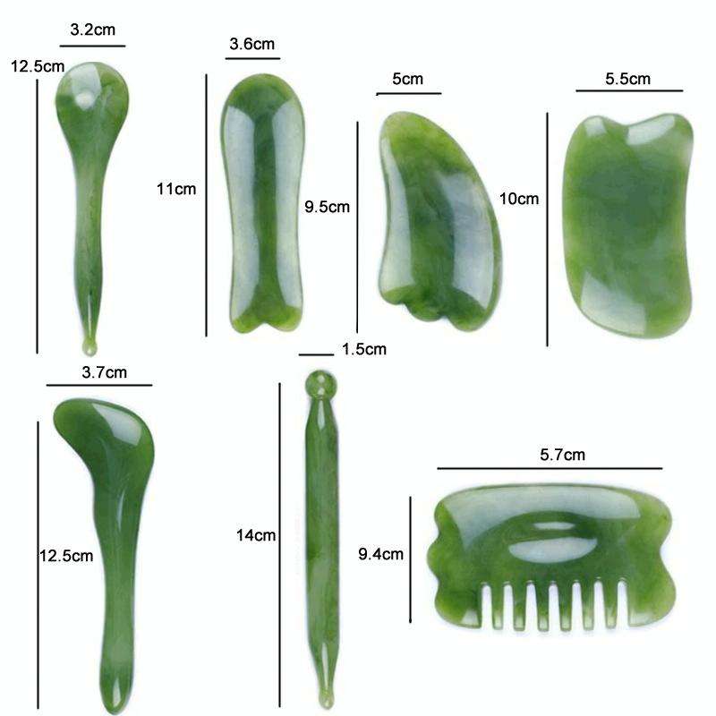 7PCS/Set Facial Tendon Stick Facial Scraping Board Meridian Acupuncture Pen, Shape: Green