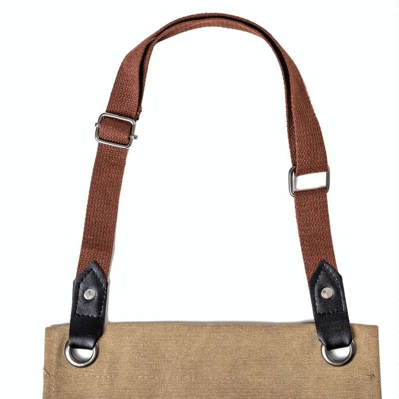 Washed Canvas Apron Chef Cafe Shop BBQ Hairdresser Aprons(Khaki)