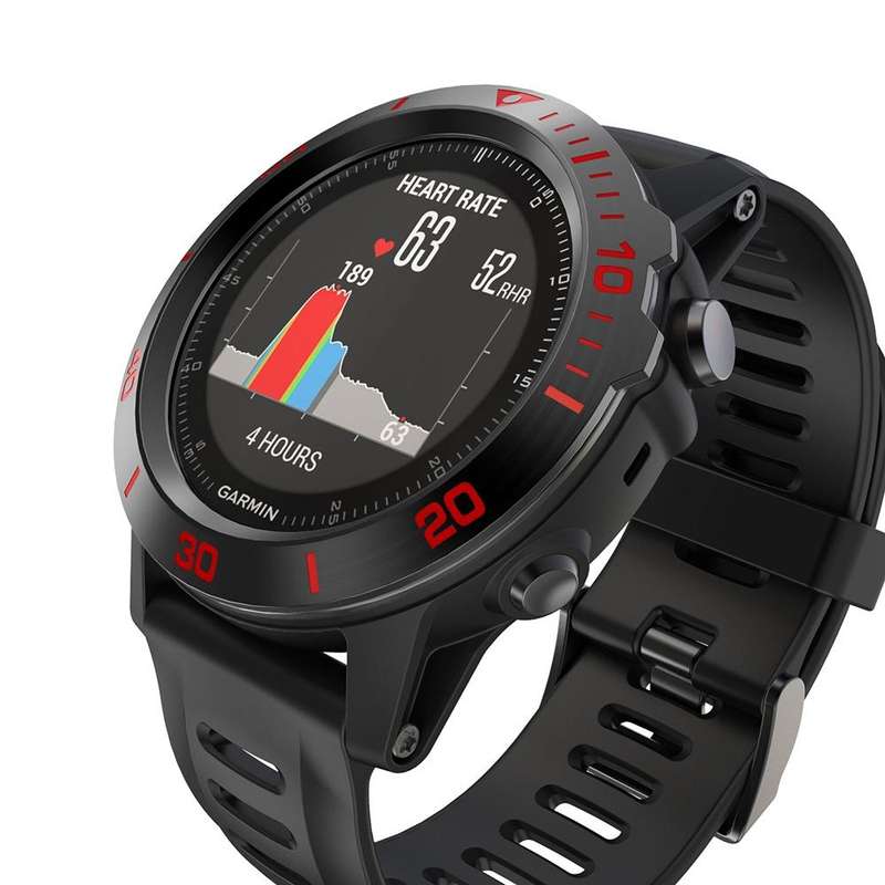 For Garmin Fenix 3/3 HR Smart Watch Steel Bezel Ring, A Version(Black Ring Red Letter)