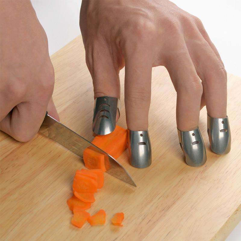 4 PCS / Set Adjustable Stainless Steel Finger Hand Guard Finger Protector Knife Slice Chop Safe C...
