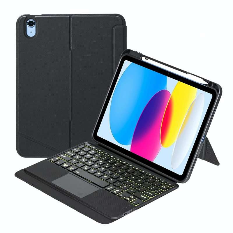 T10-AS For iPad 10th Gen 10.9 2022 Touch Backlight Split Type Bluetooth Keyboard Leather Case