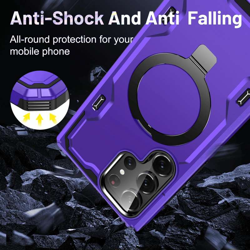 For Samsung Galaxy S23 Ultra 5G Patronus MagSafe Magnetic Holder Phone Case(Purple)