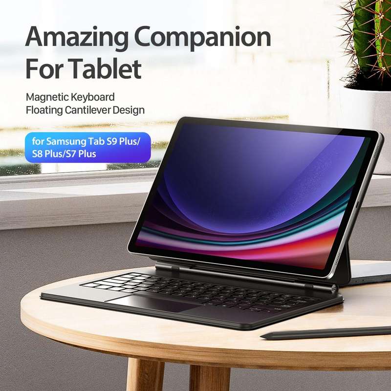 For Samsung Galaxy Tab S9+ / S8+ / S7+ DUX DUCIS MK Series Floating Magnetic Keyboard Tablet Leat...