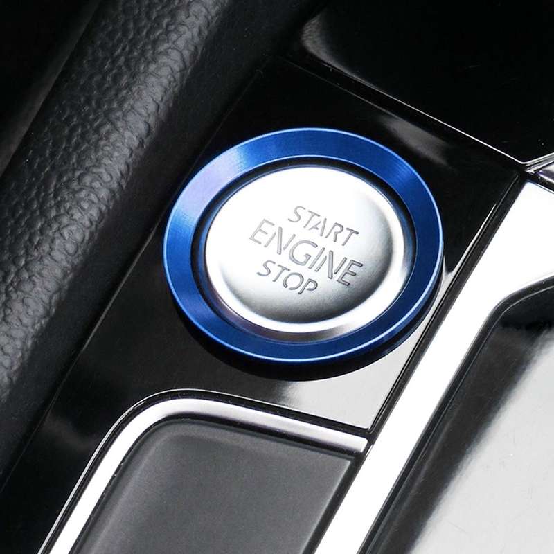 Car Engine Start Key Push Button Ring Trim Aluminum Alloy Sticker Decoration for Volkswagen(Blue)