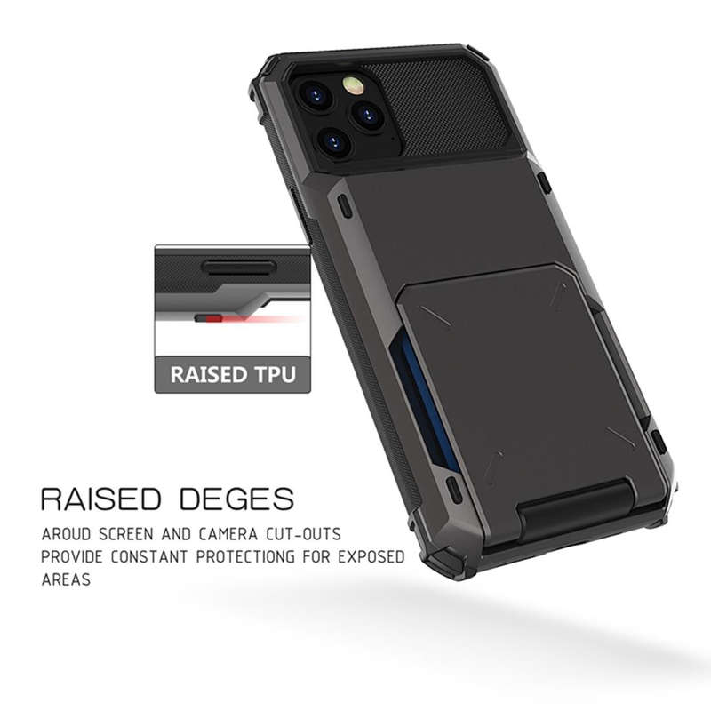 For iPhone 12 mini Scratch-Resistant Shockproof Heavy Duty Rugged Armor Protective Case with Card...