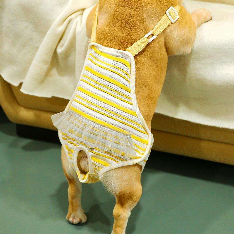 Dog Harassment Physiological Pants Pet Adjustable Bib, Size: S(Yellow White)