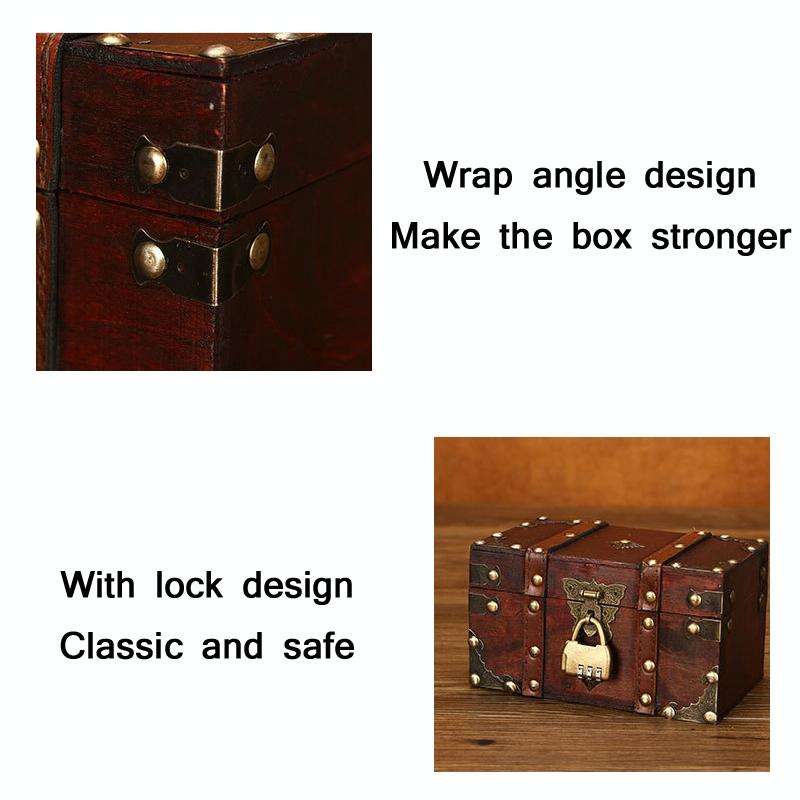 Wooden Square Vintage Jewelry Storage Box Indoor Shooting Props,Specification 6266 Large