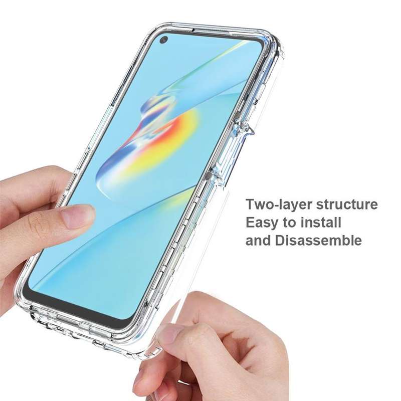 For OPPO A54 4G Shockproof High Transparency Two-color Gradual Change PC+TPU Candy Colors Phone P...