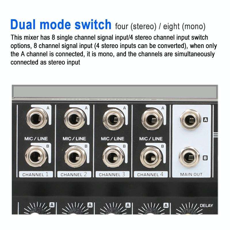 AQA 8-channel Mixer Microphone Effector (Black)
