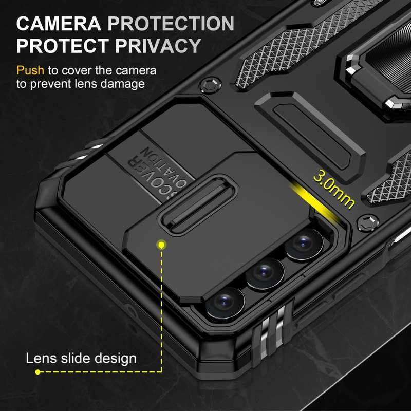 For Samsung Galaxy A32 5G Armor PC + TPU Camera Shield Phone Case(Black)