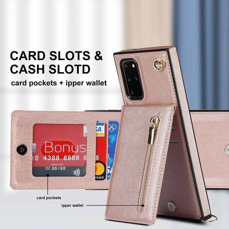 For Samsung Galaxy S20 Cross-body Zipper Square TPU+PU Back Cover Case with Holder & Card Slots &...