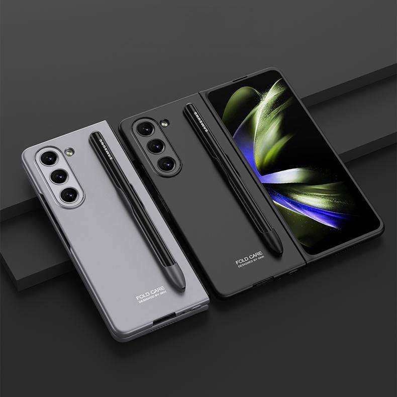 For Samsung Galaxy Z Fold5 GKK Ultra-thin Full Coverage Phone Flip Case with Pen Slot(Silver)