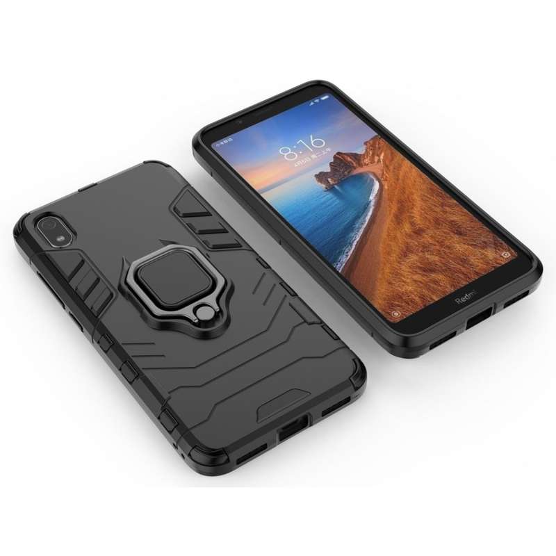 PC + TPU Shockproof Protective Case with Magnetic Ring Holder for Xiaomi Redmi 7A(Red)
