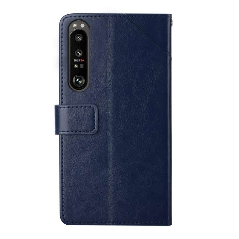 For Sony Xperia 1 Y Stitching Horizontal Flip Leather Phone Case(Blue)
