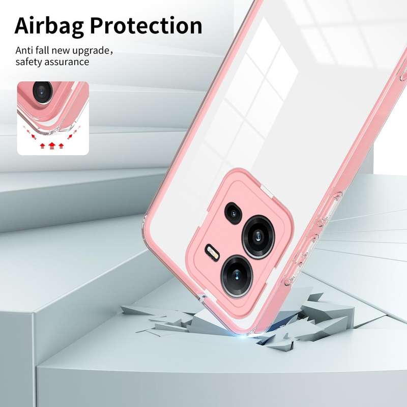 For vivo V25 5G / V25e 4G 3 in 1 Clear TPU Color PC Frame Phone Case(Pink)