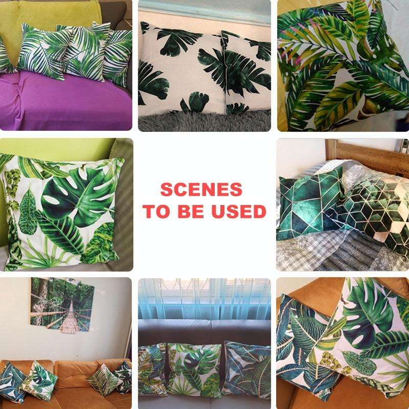 Tropical Plants Pillow Case Polyester Decorative Pillowcases Green Leaves Throw Pillow Cover Squa...