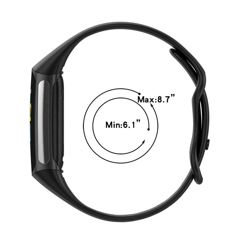 For Fitbit Charge 5 Monochromatic Silicone Watch Band, Size: Small Size(Black)