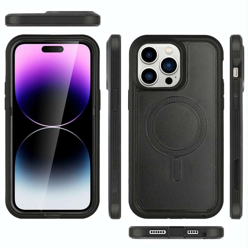 For iPhone 15 Pro Max Defender Series XT MagSafe Magnetic PC + TPU Shockproof Phone Case(Black)