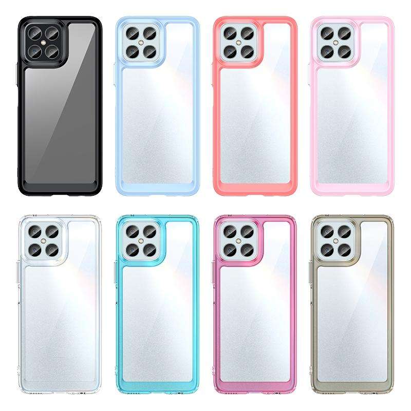 For Honor X8 Colorful Series Acrylic + TPU Phone Case(Black)