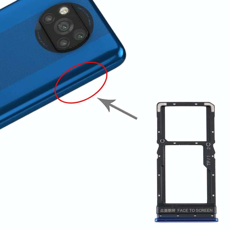 SIM Card Tray + SIM Card Tray / Micro SD Card Tray for Xiaomi Poco X3 / Poco X3 NFC(Blue)