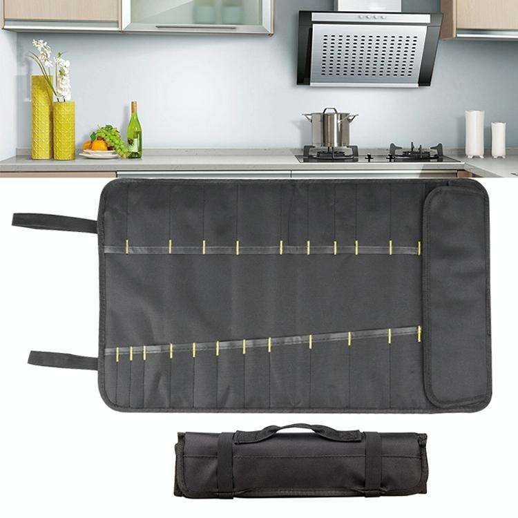 Chef Knife Storage Bag Portable Reel Knife Bag(Black)