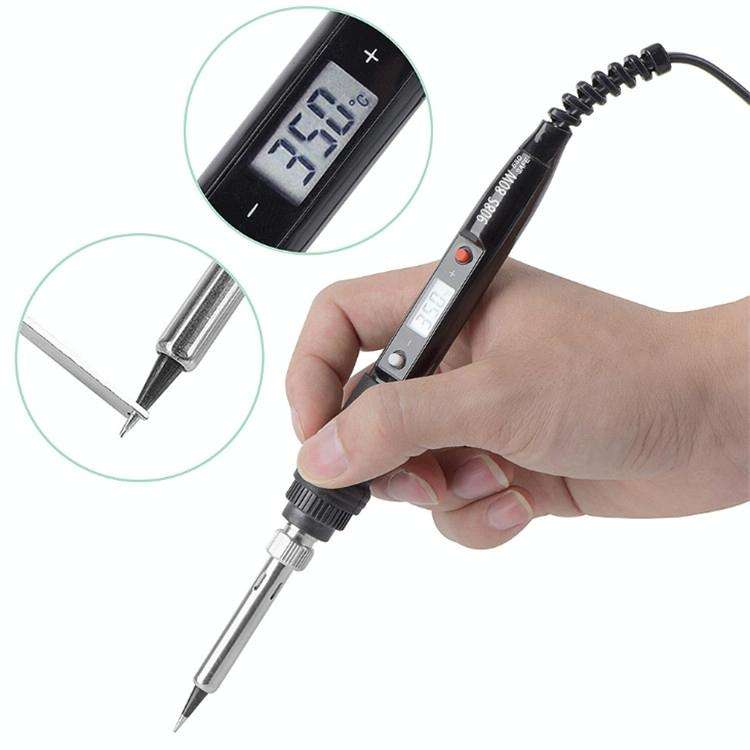 908S 80W LCD Thermostat Soldering Iron Constant Temperature Soldering Iron, Plug Type:EU Plug(Black)