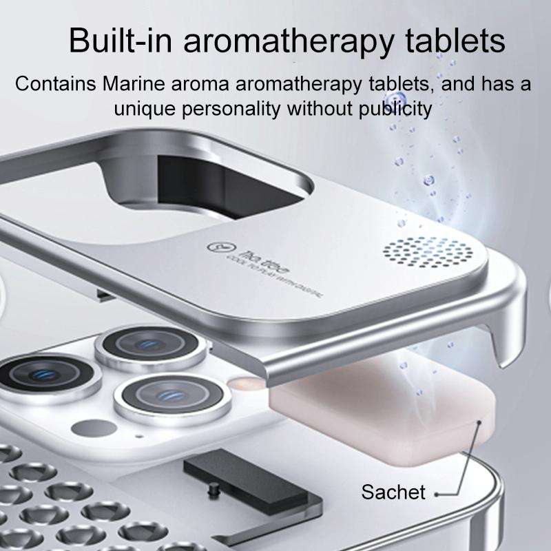 For iPhone 14 Pro Max Aromatherapy Aluminum Alloy Cooling Phone Case(Silver)