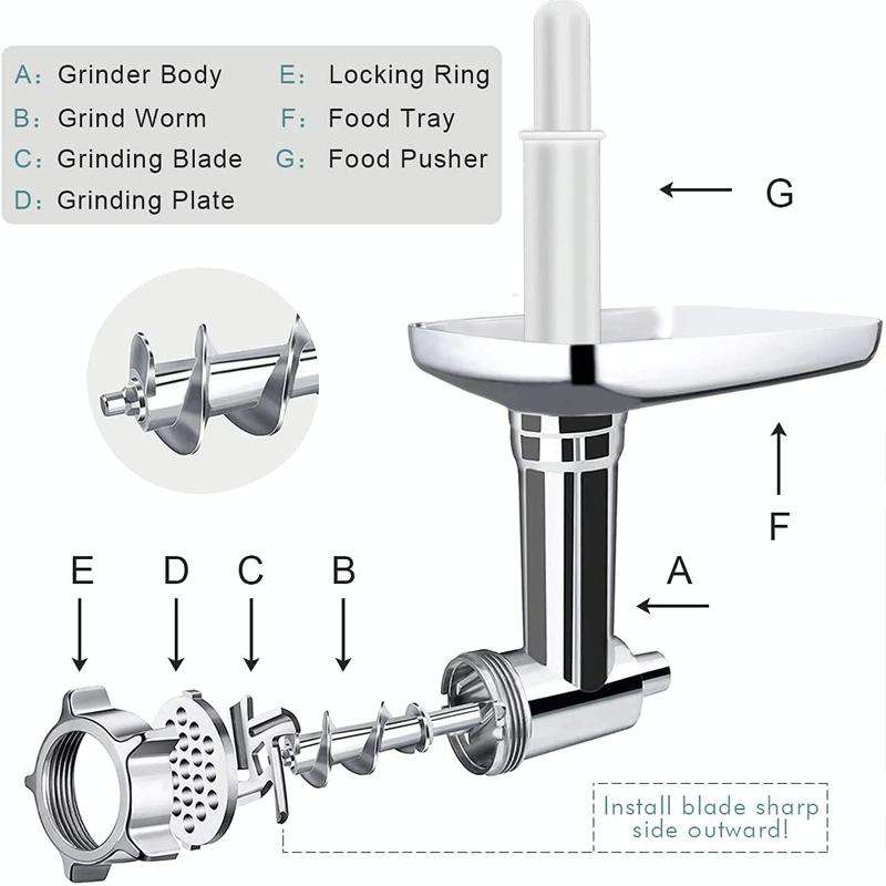 For KitchenAid Porking Enemy Accessories Dough Maker Grinder Meat Universal Set, Color: Silver Gray