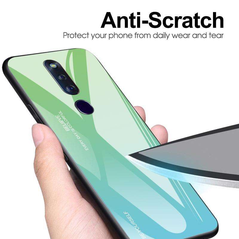 For OPPO F11 Pro Gradient Color Glass Case(Red Blue)