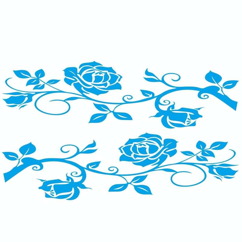 2 PCS/Set D-545 Rose Pattern Car Modified Decorative Sticker(Blue)