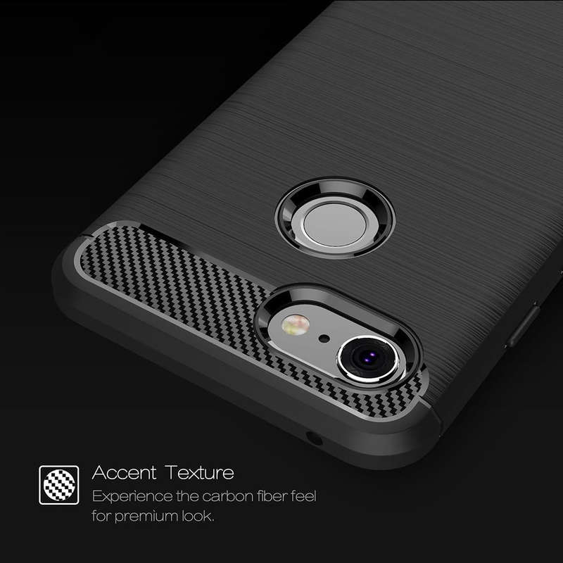 Brushed Texture Carbon Fiber Shockproof TPU Case for Google Pixel 3(Black)