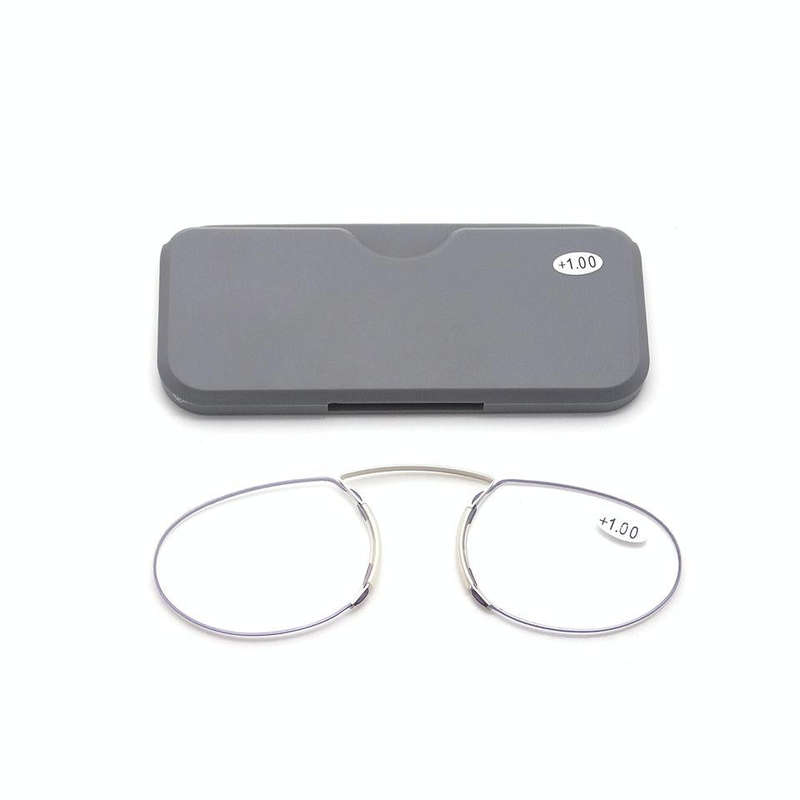 Pince-nez Reading Glasses Frameless Magnifying Glasses, Degree: +250(Grey)