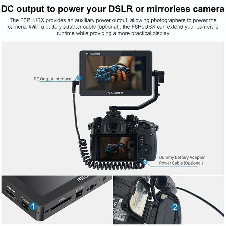 FEELWORLD F6 PLUSX 5.5 inch High Bright 1600nit Touch Screen DSLR Camera Field Monitor IPS FHD192...