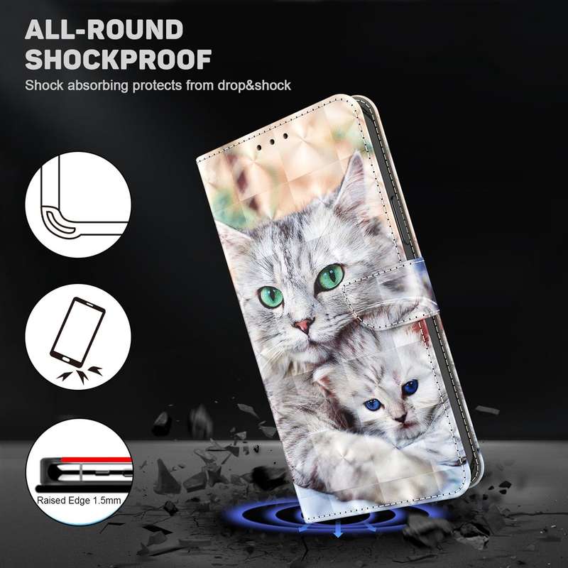 For OPPO A16 / A16s / A54s 3D Painted Leather Phone Case(Two Loving Cats)