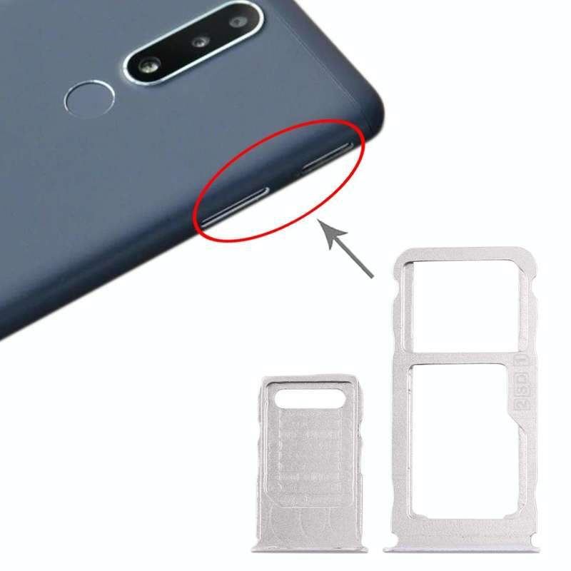 SIM Card Tray + SIM Card Tray + Micro SD Card Tray for Nokia 3.1 Plus (White)