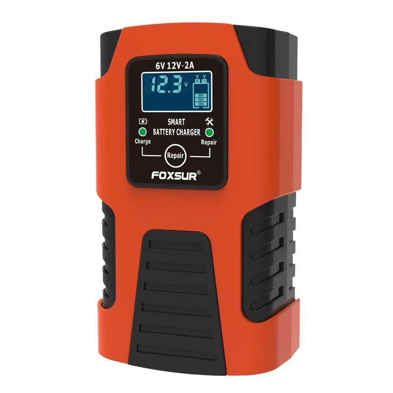 FOXSUR 2A / 6V / 12V Car / Motorcycle 3-stage Full Smart Battery Charger, Plug Type:JP Plug(Red)