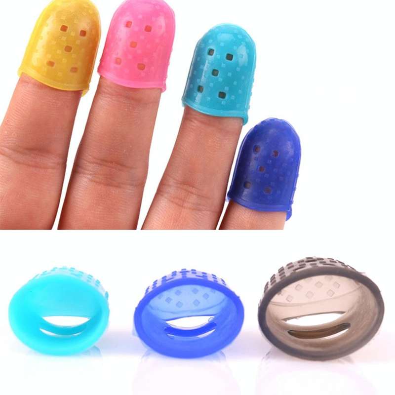 10 PCS Guitar Ukulele Stringed Instrument Finger Protector Anti-pain Finger Cap in Random Color D...