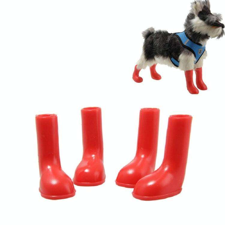 4 PCS/Set Pet Rain Boots Waterproof Non-slip Dog Shoes, Size:M(Red)